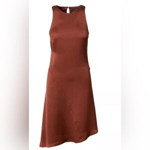 Women's Banana Republic Racer Neck Asymetrical Brown Dress Size 12
